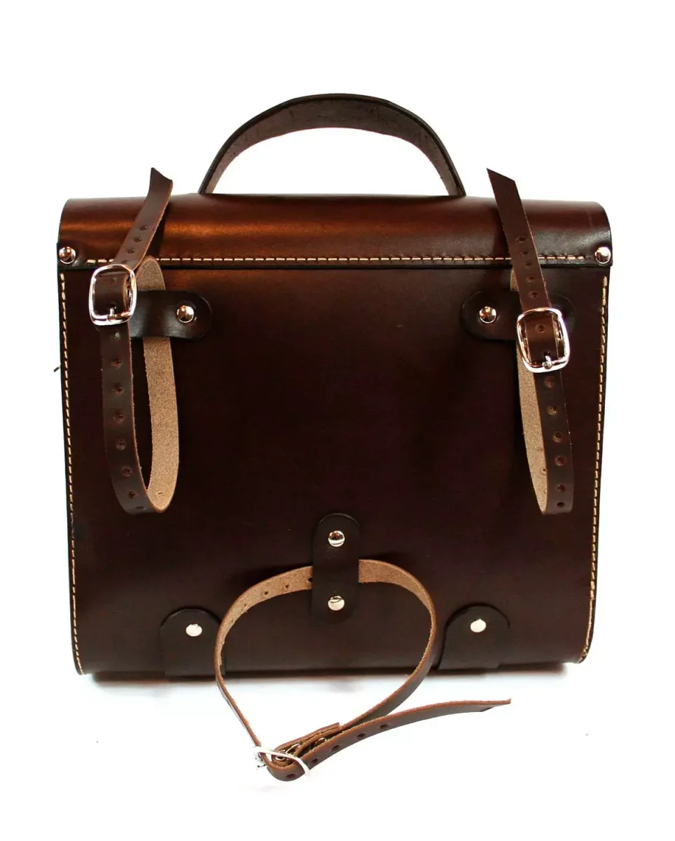 Cartable de Vélo 2 en 1 Gontrand – CHOCOLAT en cuir by M.F Maroquinerie – Image 5