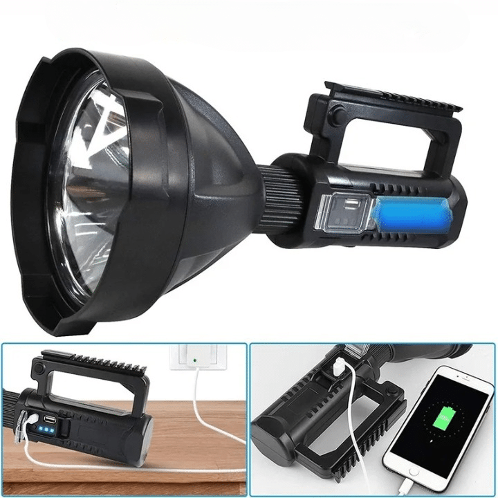 Lampe de Poche Puissante LED et Étanche de Style Projecteur avec Poignée – Image 3